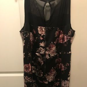 Floral black sleeveless dress
